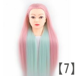 Tête à coiffer longs cheveux rose-vert – Elsa Qoxi