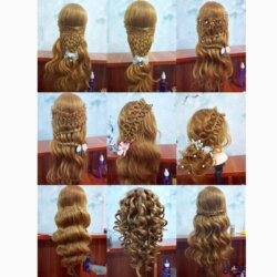 Coiffer cheveux ™ | Tête à coiffer professionnelle 60 % cheveux naturels blond doré - Qoxi OBM Coiffer cheveux ™ | Tête à coiffer professionnelle 60 % cheveux naturels blond doré - Qoxi OBM