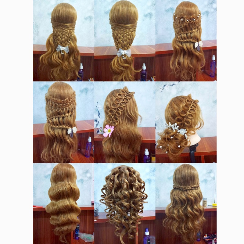 Coiffer cheveux ™ | Tête à coiffer professionnelle 60 % cheveux naturels blond doré - Qoxi OBM Coiffer cheveux ™ | Tête à coiffer professionnelle 60 % cheveux naturels blond doré - Qoxi OBM