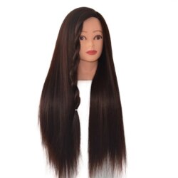 Coiffer cheveux ™ | Tête à coiffer professionnelle cheveux brun foncée - HYZ