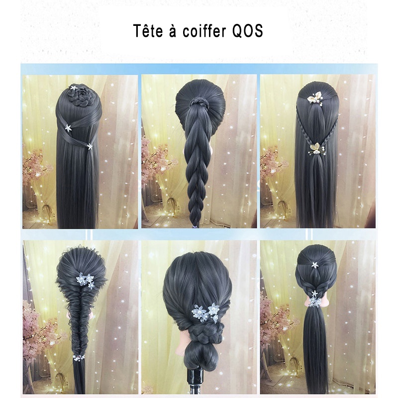 Tête à coiffer longs cheveux bleu-violet – Elsa Qoxi Tête à coiffer longs cheveux bleu-violet – Elsa Qoxi