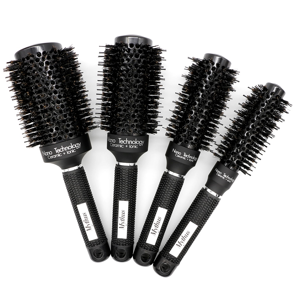 Coiffer cheveux ™ | Brosse à cheveux céramique ronde poils de sanglier MYTHUS Coiffer cheveux ™ | Brosse à cheveux céramique ronde poils de sanglier MYTHUS