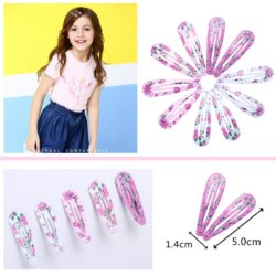 Barrette cheveux imprimée 10 pièces jeune fille