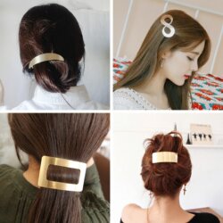 Barrette cheveux en métal argentée et dorée pour femmes filles